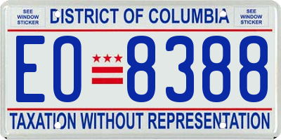 DC license plate EO8388