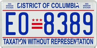 DC license plate EO8389