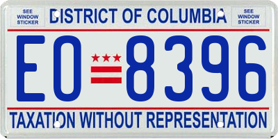 DC license plate EO8396