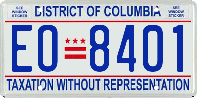 DC license plate EO8401