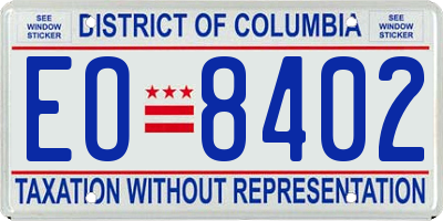 DC license plate EO8402