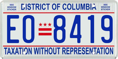 DC license plate EO8419
