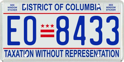 DC license plate EO8433