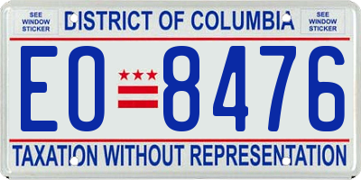 DC license plate EO8476