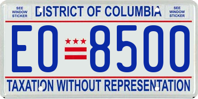 DC license plate EO8500