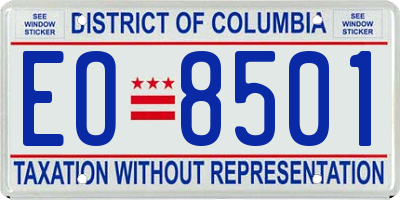 DC license plate EO8501