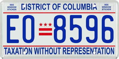 DC license plate EO8596
