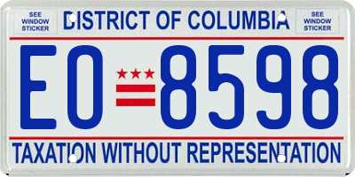 DC license plate EO8598