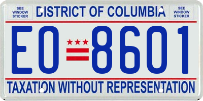 DC license plate EO8601