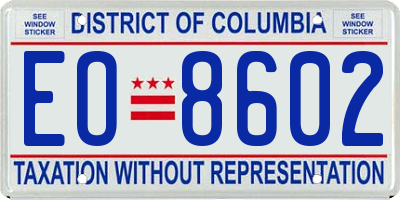 DC license plate EO8602