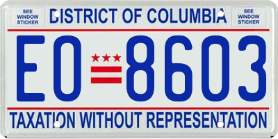 DC license plate EO8603