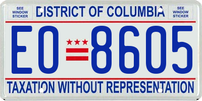 DC license plate EO8605