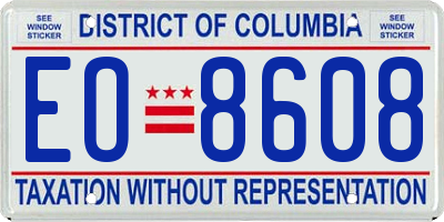 DC license plate EO8608