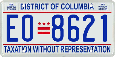 DC license plate EO8621