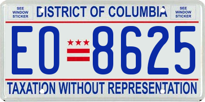DC license plate EO8625
