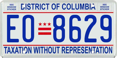 DC license plate EO8629