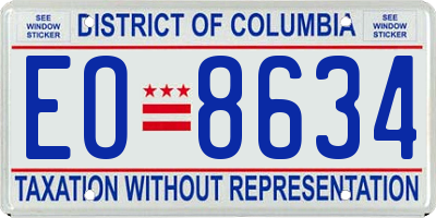 DC license plate EO8634