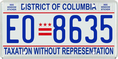 DC license plate EO8635