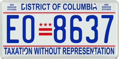 DC license plate EO8637