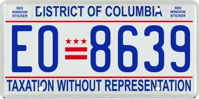 DC license plate EO8639