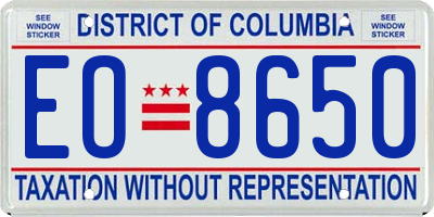 DC license plate EO8650