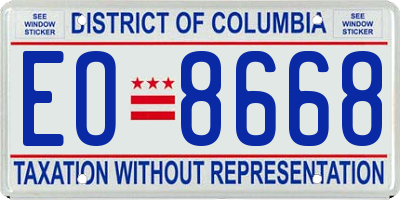 DC license plate EO8668