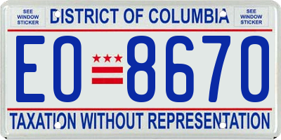 DC license plate EO8670