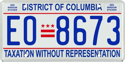 DC license plate EO8673