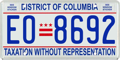 DC license plate EO8692