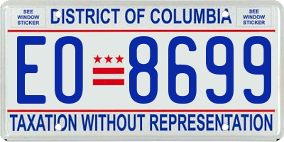 DC license plate EO8699