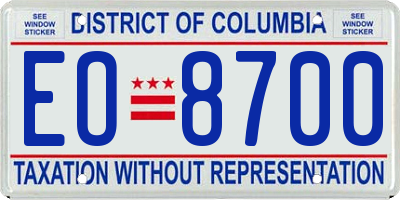 DC license plate EO8700