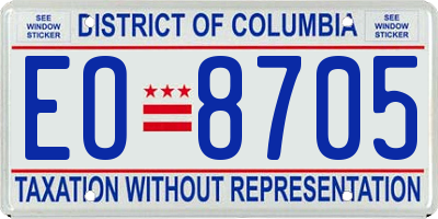 DC license plate EO8705