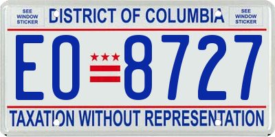 DC license plate EO8727