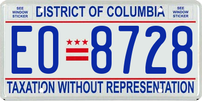 DC license plate EO8728