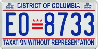 DC license plate EO8733