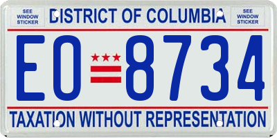 DC license plate EO8734