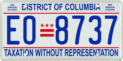 DC license plate EO8737