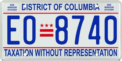 DC license plate EO8740