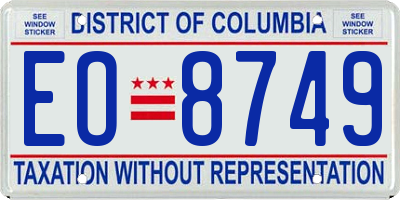 DC license plate EO8749