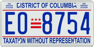 DC license plate EO8754