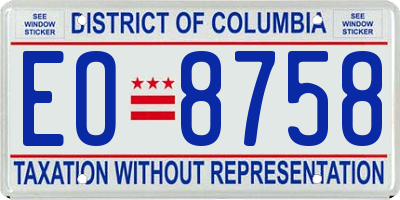 DC license plate EO8758