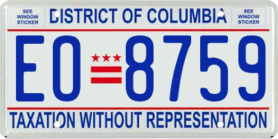 DC license plate EO8759