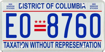 DC license plate EO8760