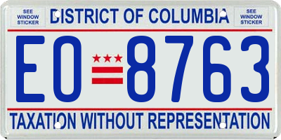 DC license plate EO8763