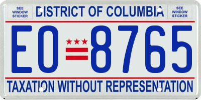 DC license plate EO8765