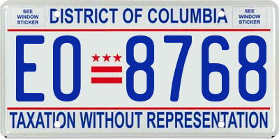 DC license plate EO8768
