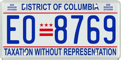 DC license plate EO8769