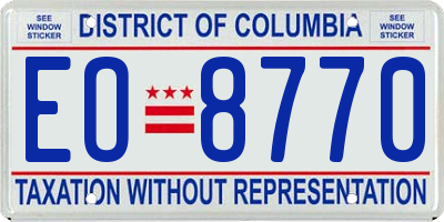 DC license plate EO8770