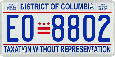 DC license plate EO8802