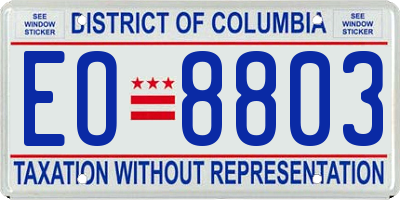DC license plate EO8803